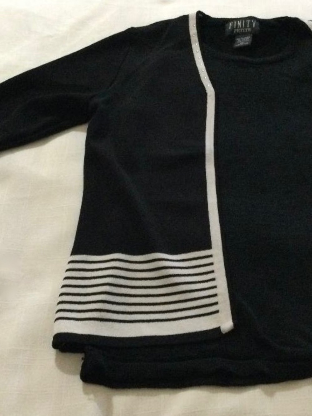 FINITY Petite Blouse with Shell Black with White Stripes